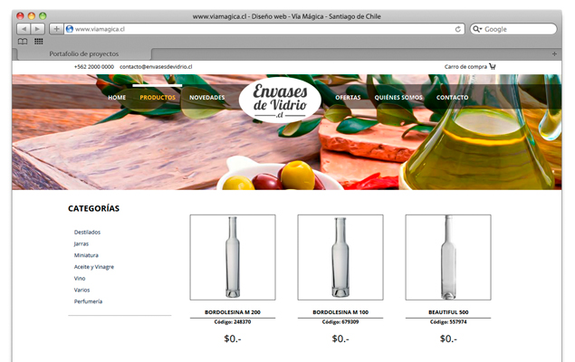 Diseño web Envases de Vidrio