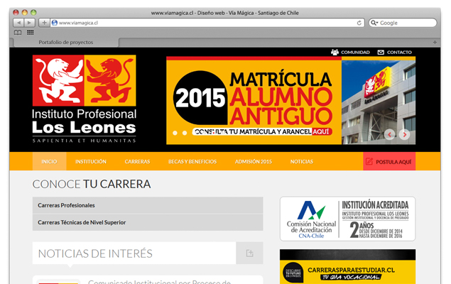 Diseño web Instituto Profesional Los leones