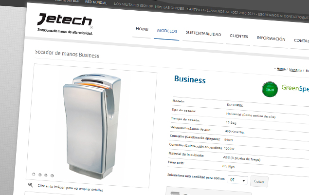 Diseño Web Jetech Secadores de Mano