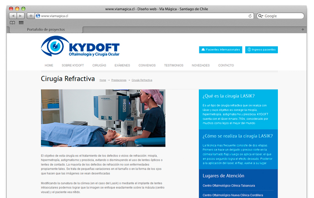 Diseño Web Centro Oftalmologico Kydoft