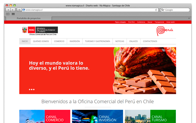 Diseño web Oficina Comercial del Peru en Chile