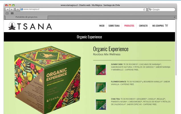 Sitio ecommerce desarrollado para TSANA