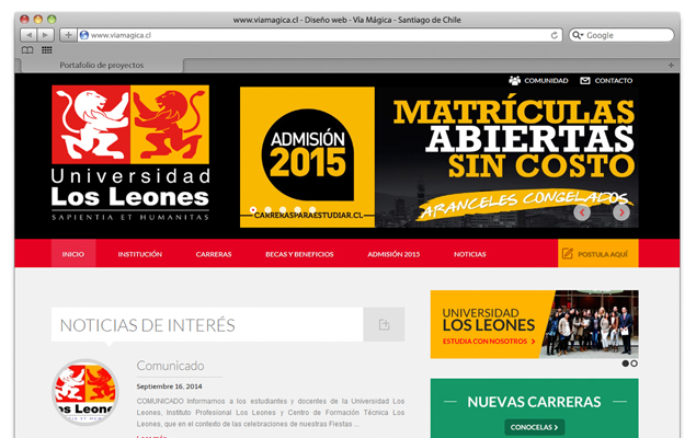 Diseño Web Universidad Los Leones